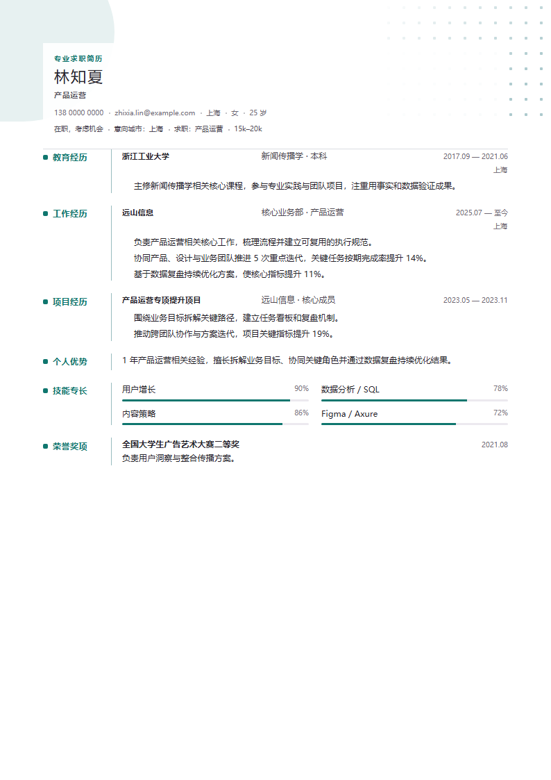 产品运营 · 初级模板缩略图